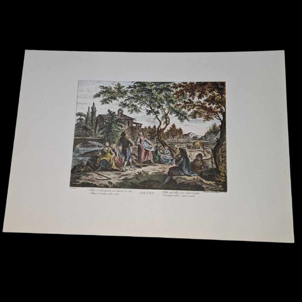 Giuseppe Zocchi vintage lithograph print Giugno